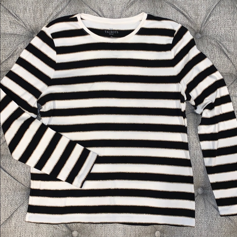 Talbots long sleeve metallic stripe tee LP